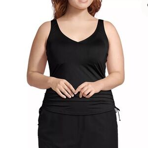 Lands' End Black Plus Tankini Swimsuit Top - Size 16W Long